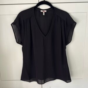 Joie Silk Short Flutter Sleeve Top Size Small Black